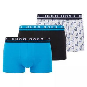 Hugo Boss Men's Cotton Stretch Three-pack Boxer Trunks Sz S Blue/Black